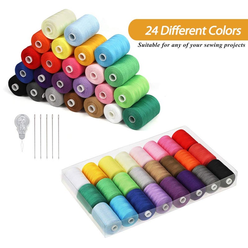 HAITRAL Sewing Thread Sets - 24-Color Mixed Cotton, 1000 Yards for Sewing Machine, DIY Projects - Image 5